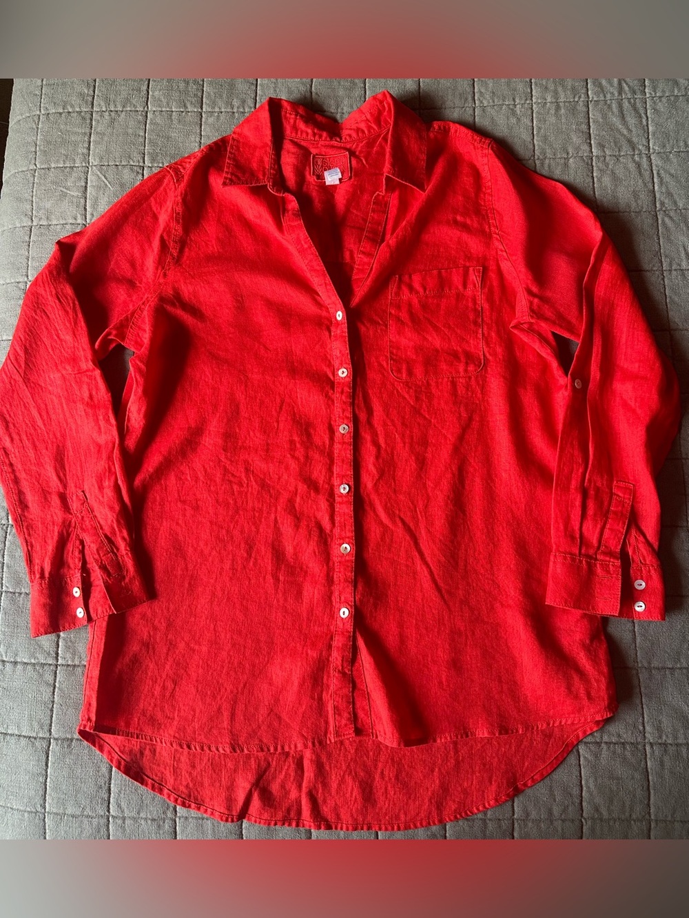 Sigrid Olsen Red 100% Linen Button Down  - Medium